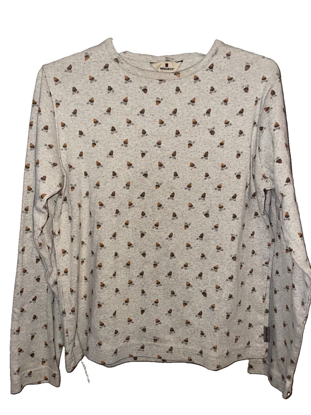 Vintage Woolrich Women’s Fall Acorn Print Long Sleeve Top Sz Small